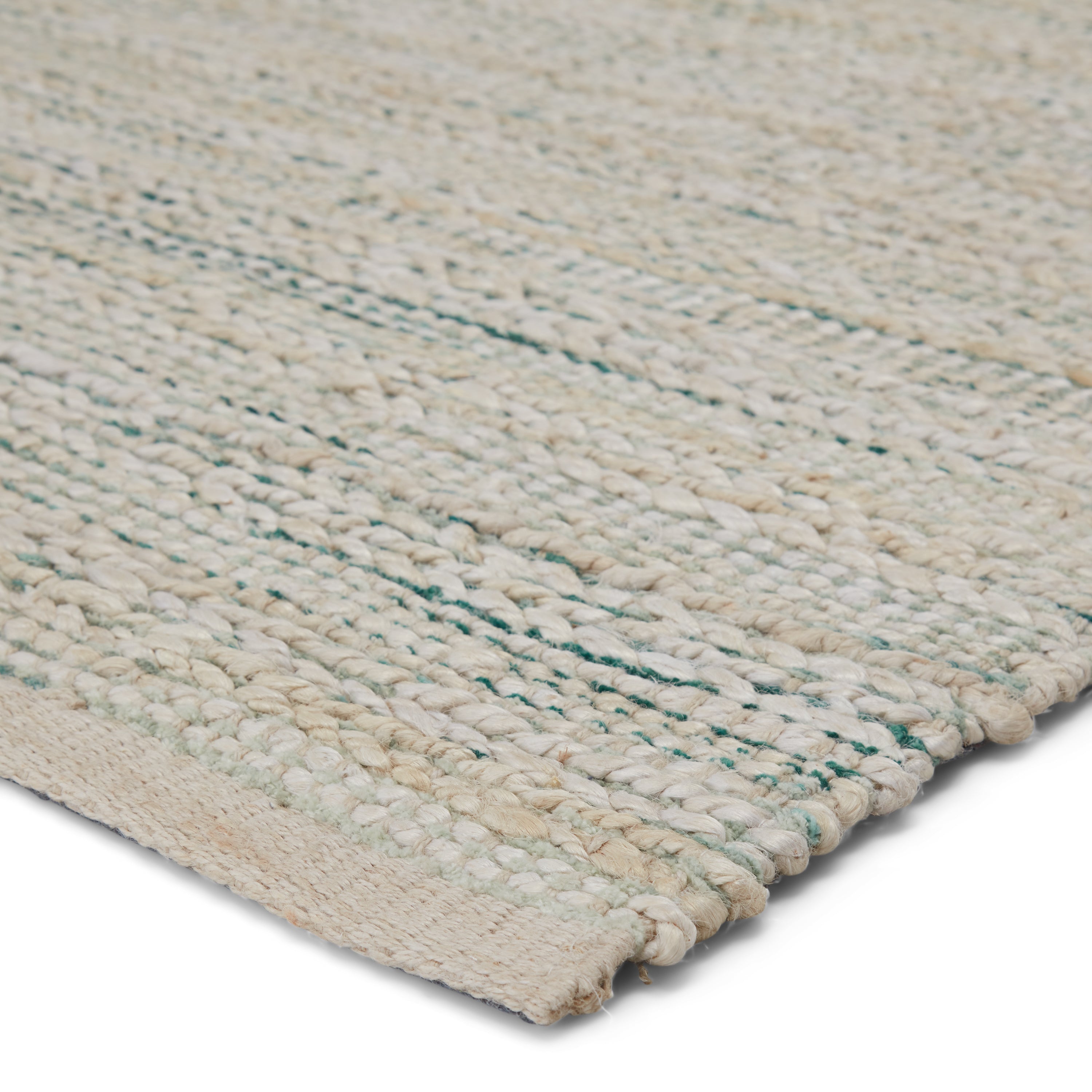 Himalaya Canterbury Hand - woven Natural Area Rug Crafted from Jute and Rayon with Turquoise Accents Ideal for Modern Coastal Spaces