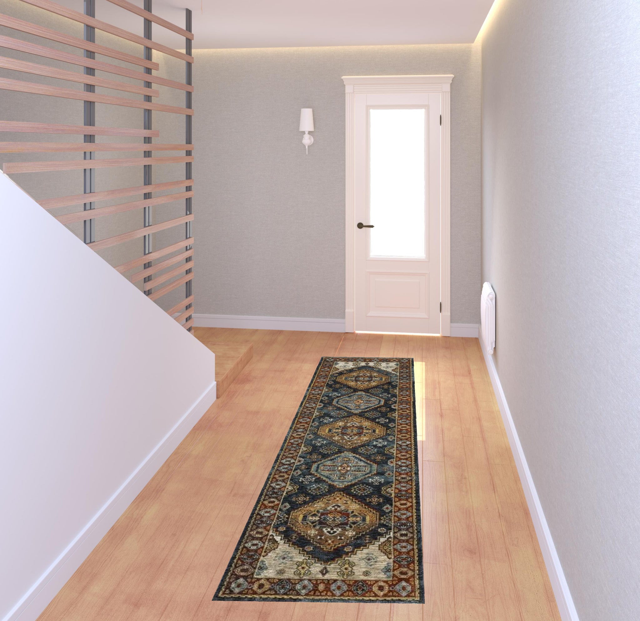 Stain-Resistant Oriental Style Runner Rug in Vibrant Colors with Classic Tassel Ends for Hallways and Rooms