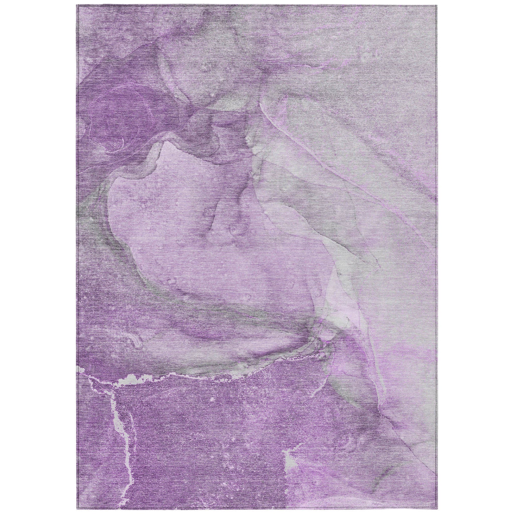 Lilac Abstract Washable, Non-Skid Indoor-Outdoor Runner Rug with UV Protection