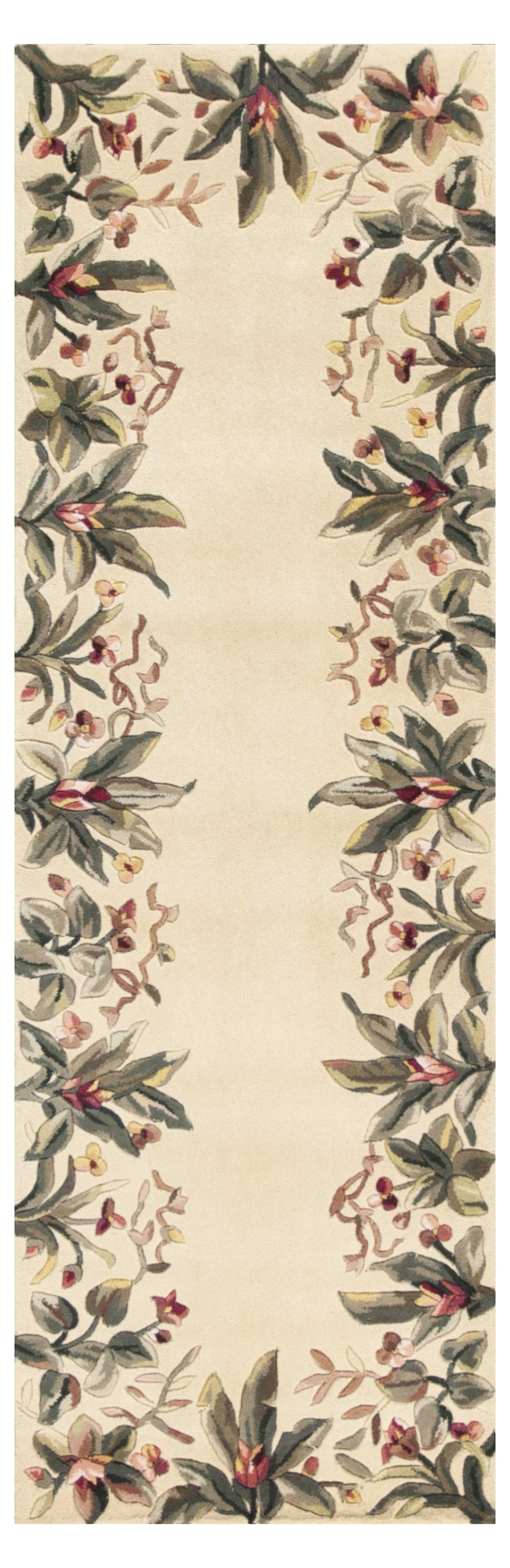 Ivory Wool Floral Hand-Tufted Rectangular Area Rug - Enhance Your Living Space with Graceful Design and Cozy Comfort