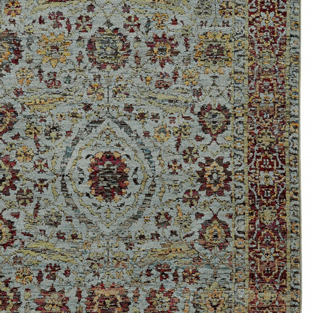 Exquisite Stain - Resistant Blue and Green Oriental Power Loom Area Runner Rug, Ideal for Family Homes with Kids and Pets