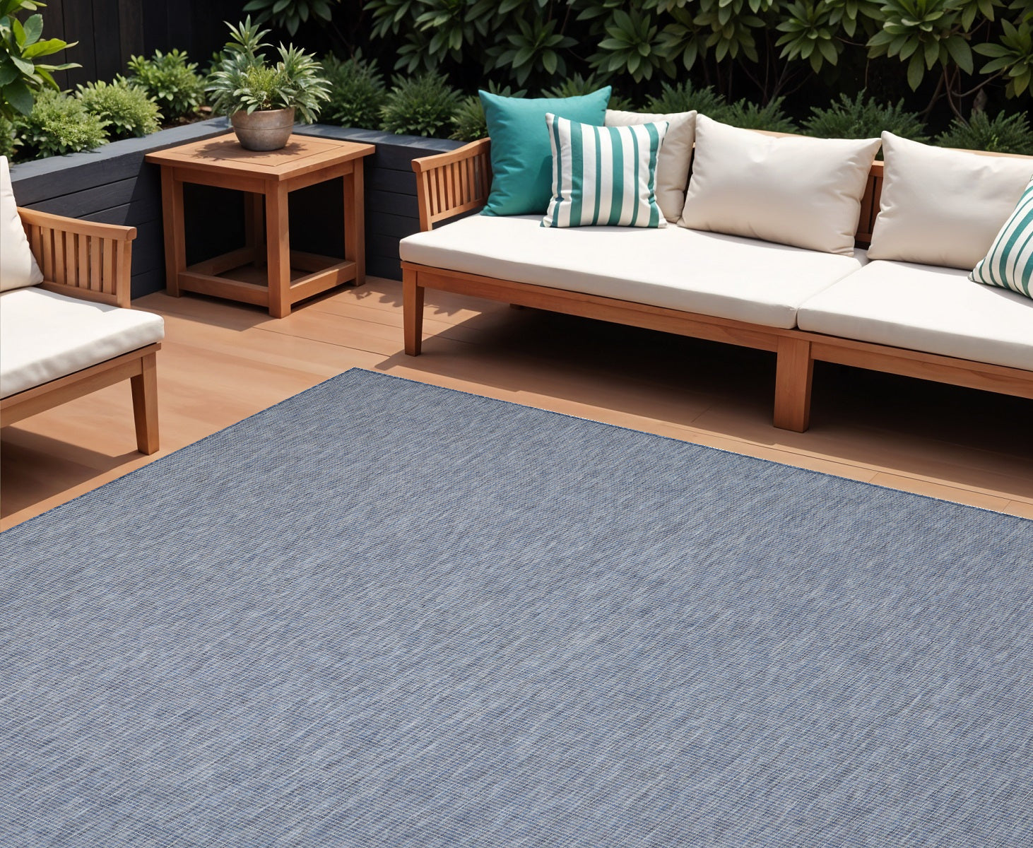 8' x 10' Navy Blue Gingham Indoor-Outdoor Area Rug for Patio, Living Room, and More