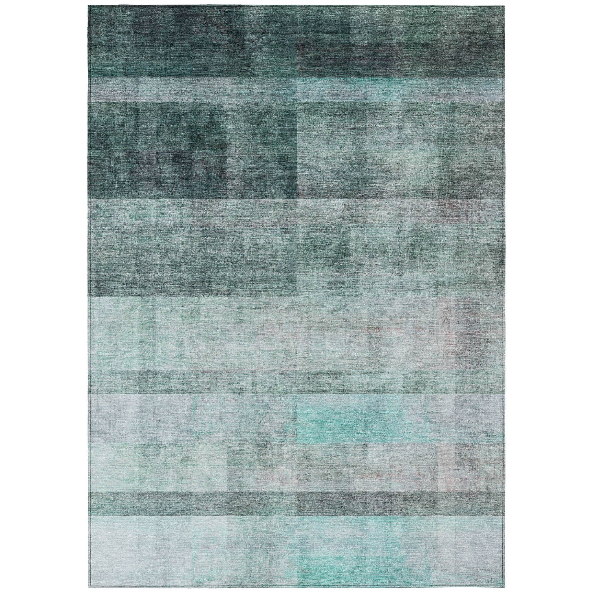 8-Foot Olive Green Ombre Stain-Resistant Indoor-Outdoor Runner Rug for Kids & Pets
