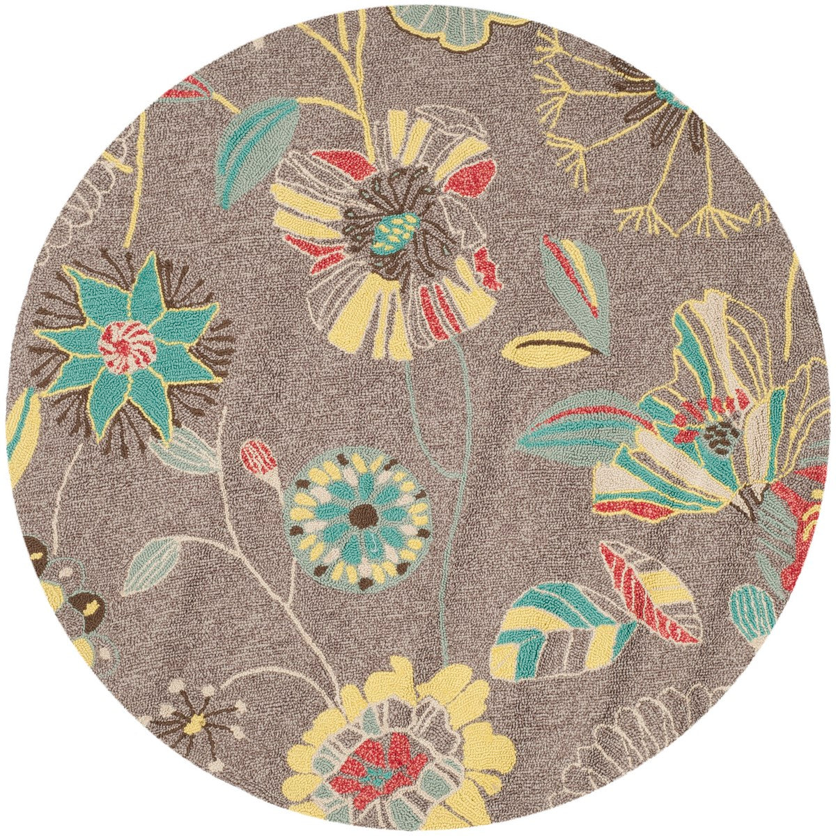 Exquisite Hand-Hooked Four Seasons Indoor-Outdoor Rug with Global Textile Patterns