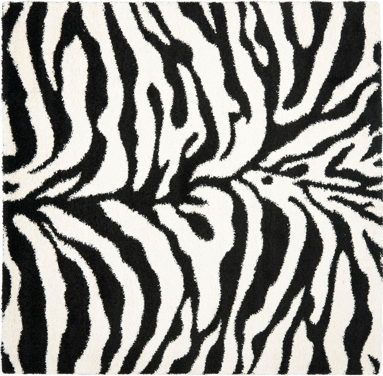 Luxurious Power-Loomed Shag Rug with Bold Zebra Print for Stylish Homes