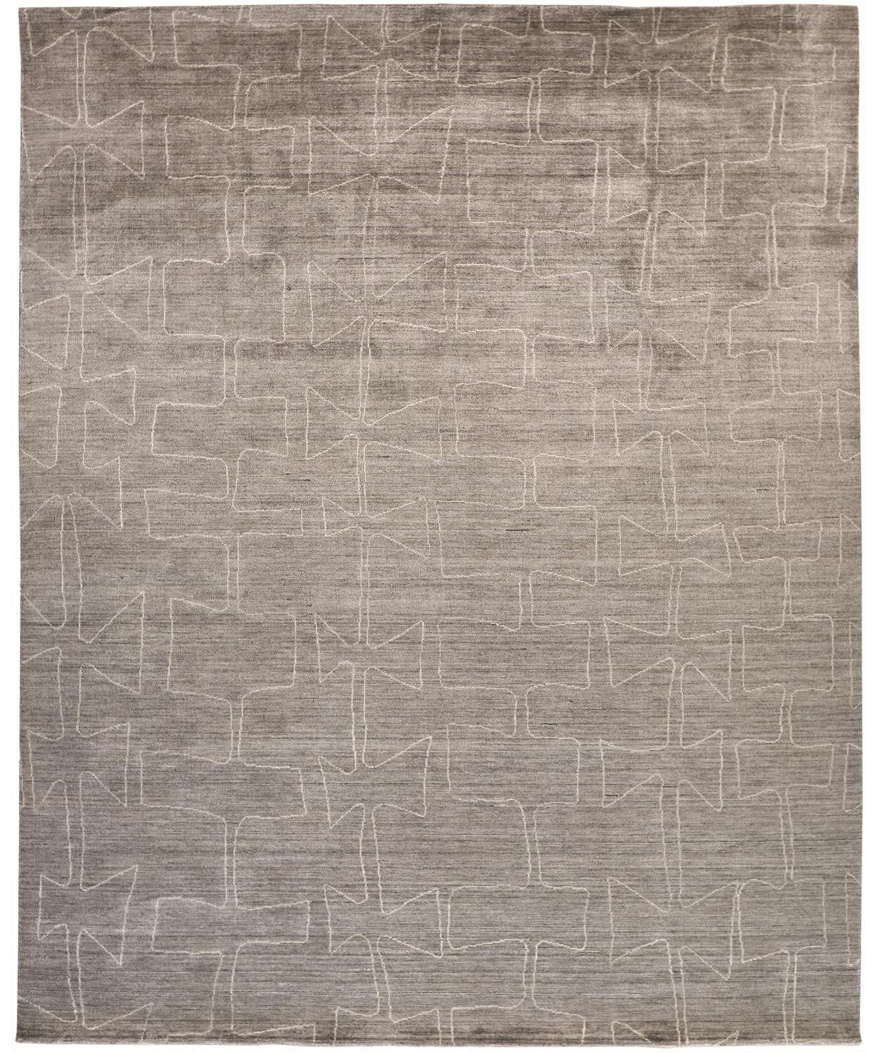 Exquisite Hand-Woven Gray and Ivory Abstract Area Rug for Charming Home Decor