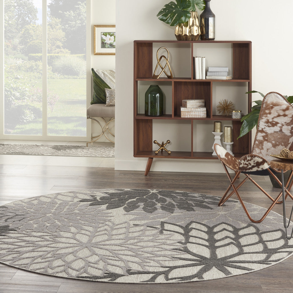 Elegant Gray Floral Indoor and Outdoor Rectangle Area Rug with a 2' x 10' Design for Stylish Living Spaces