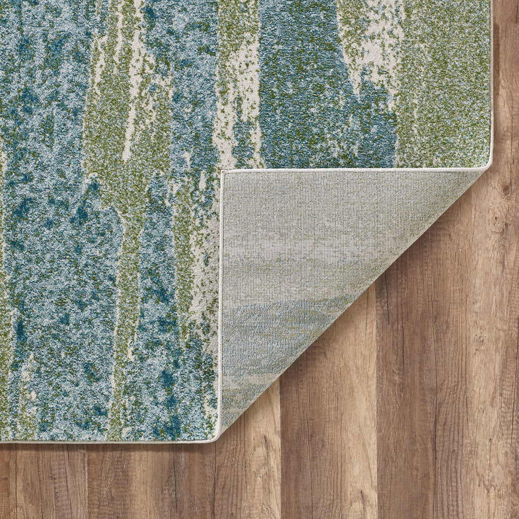 Exquisite 8-Foot by 11-Foot Blue Abstract Polypropylene Area Rug - Ideal for Spaces with Kids and Pets, Stain and Fade Resistant!