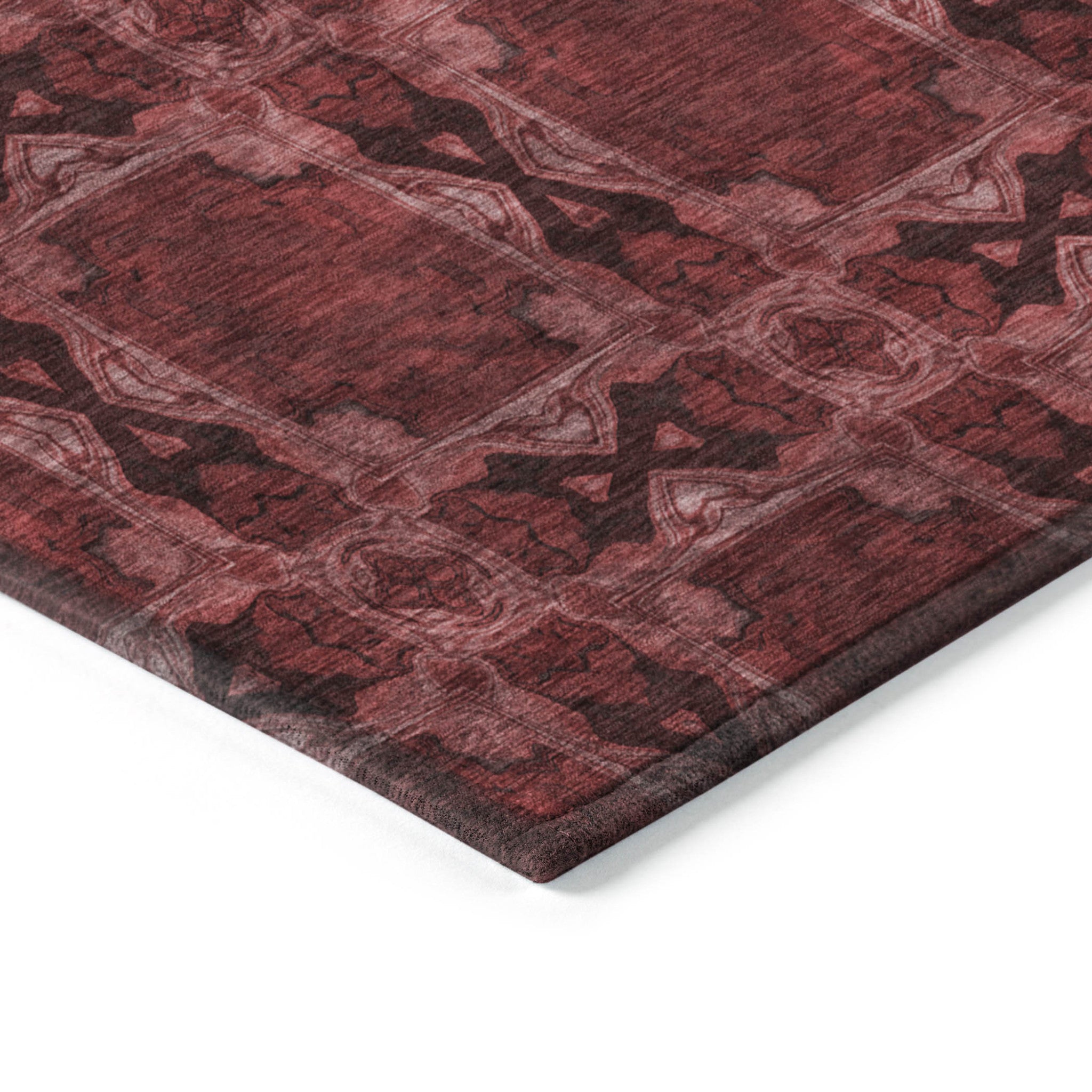 Stain-Resistant, Non-Skid Washable Teal Floral Medallion Round Runner Rug for Indoors & Outdoors
