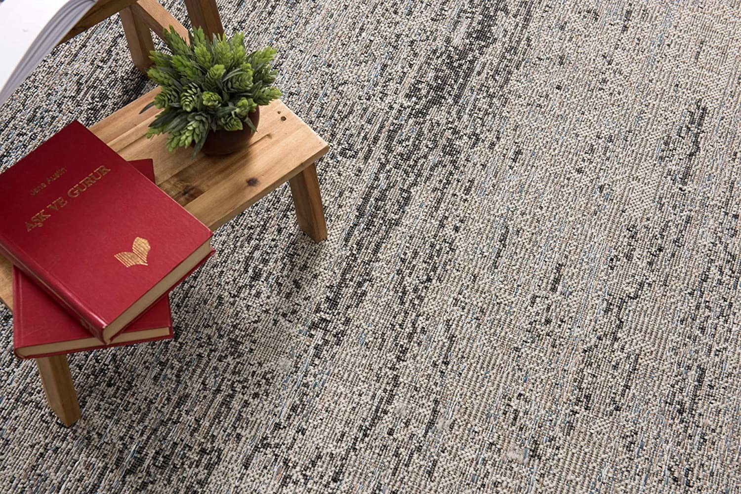 Elegant Turkish Blue and Gray Distressed Runner Rug for Durable Modern Home Decor