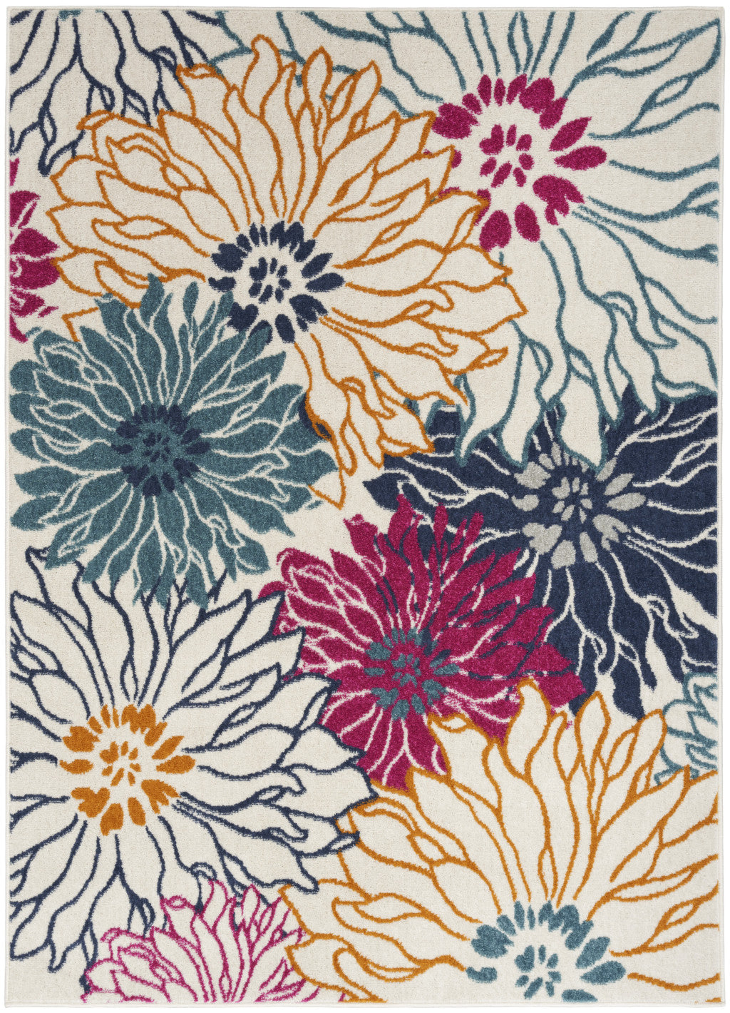 Exquisite 5' x 7' Cream Floral Power Loomed Area Rug for a Stylish and Comfortable Home Upgrade