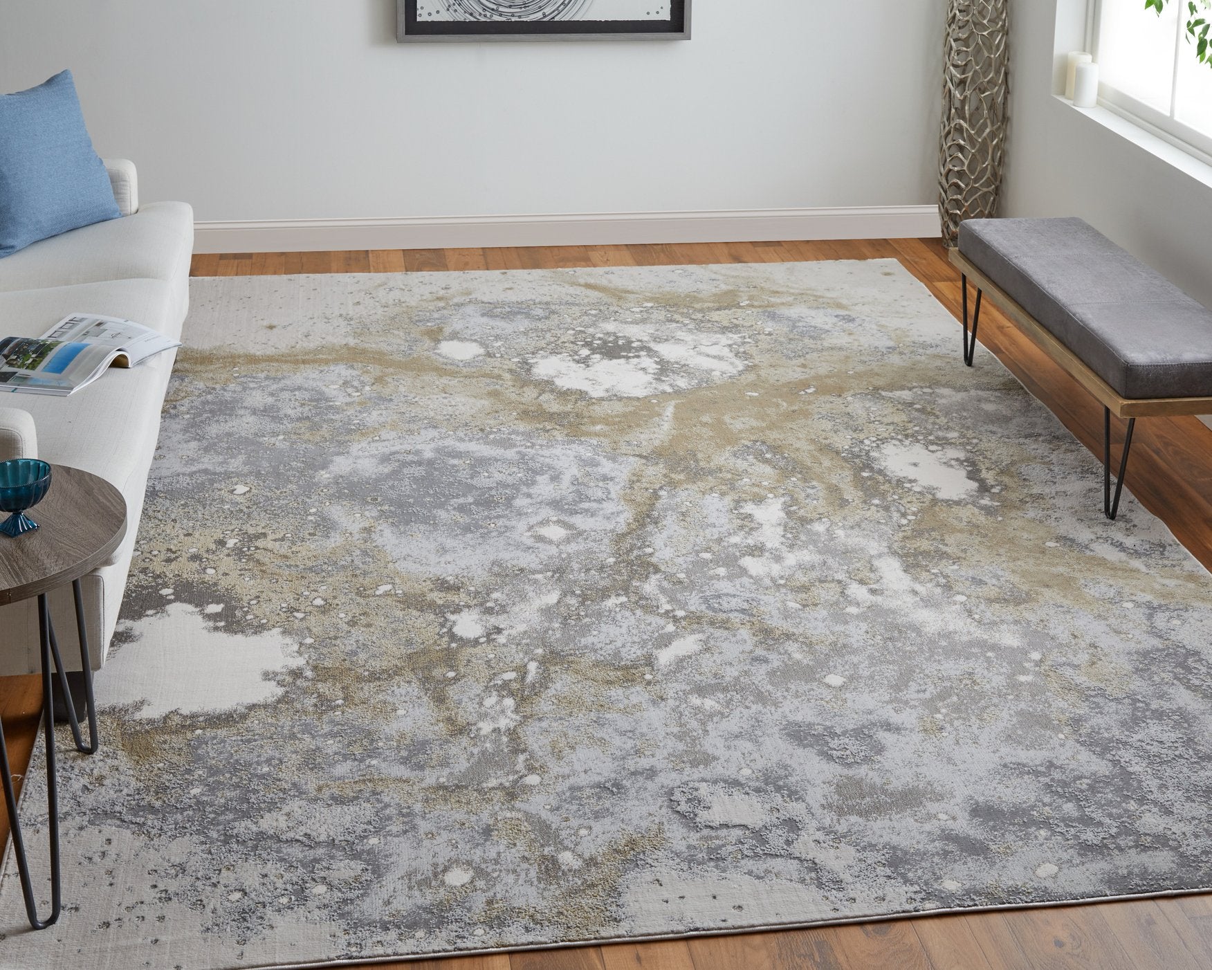 Astra Abstract Watercolor Rug - Soft Texture, Luxurious Metallics for Your Space