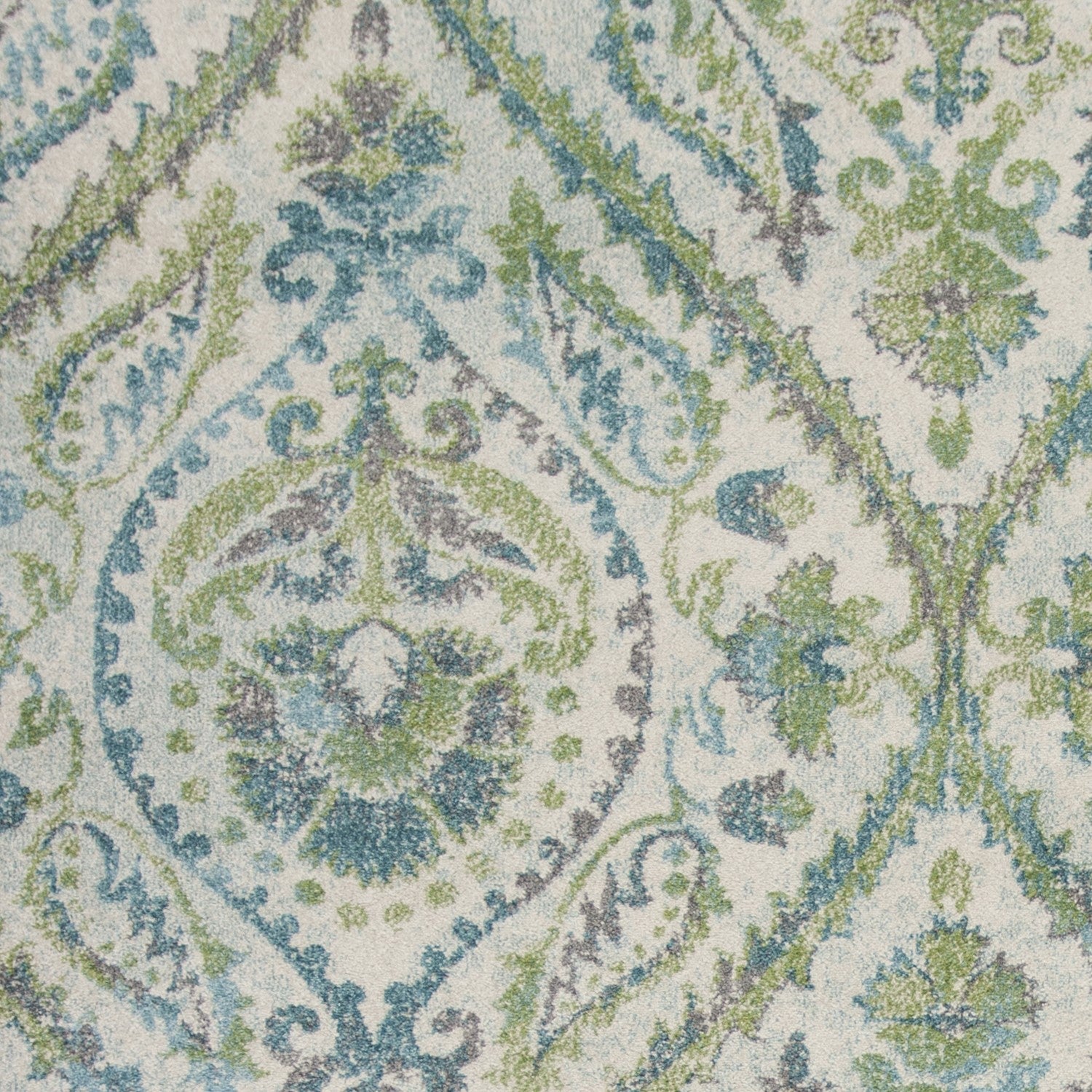 Ivory and Teal Luxury Parisian Area Rug for a Modern and Sophisticated Home