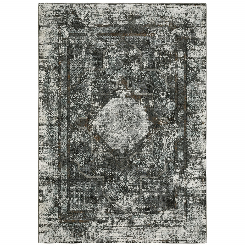 Exquisite Stain-Resistant Oriental Runner Rug in Charcoal and Rust Design for Elegant and Sophisticated Interior Spaces