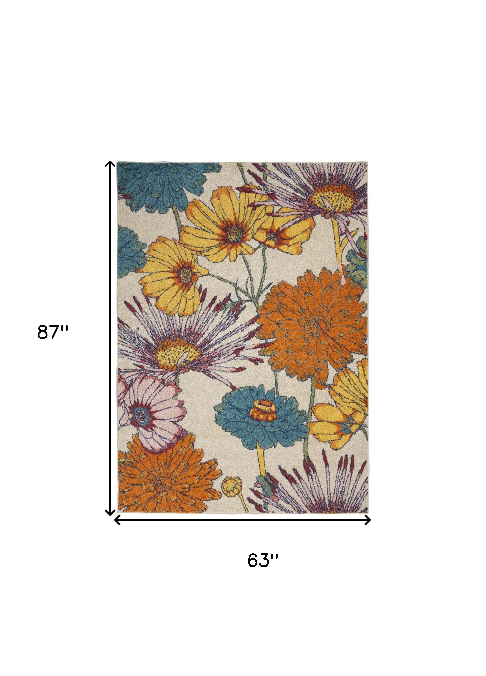5' x 7' Cream Floral Power Loomed Area Rug - Ideal for Every Home Decor