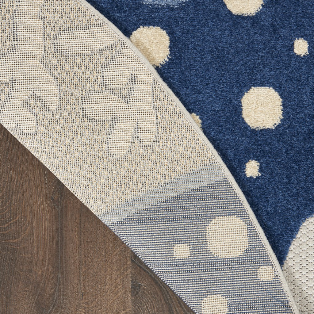 Stylish Indoor-Outdoor Blue and Gray Round Area Rug for Elegant Outdoor Living