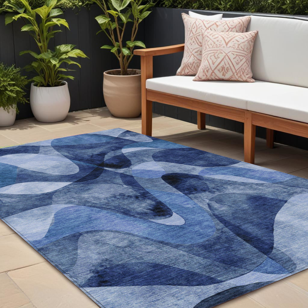 Modern Abstract Washable Non-Skid Purple Runner Rug for Indoor & Outdoor Use