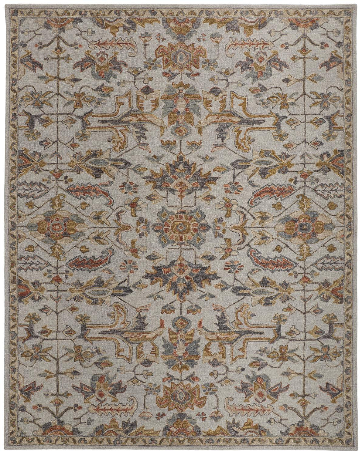 Stain-Resistant Handmade Ivory & Gray Wool Floral Tufted Area Rug for Stylish Homes