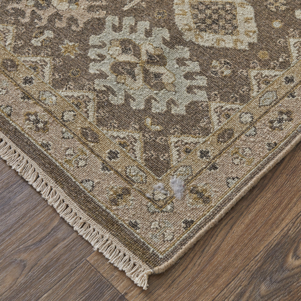 Exquisite Hand-Knotted Gray and Ivory Oriental Wool Area Rug with Fringe - Stain-Resistant and Timeless Decor Piece