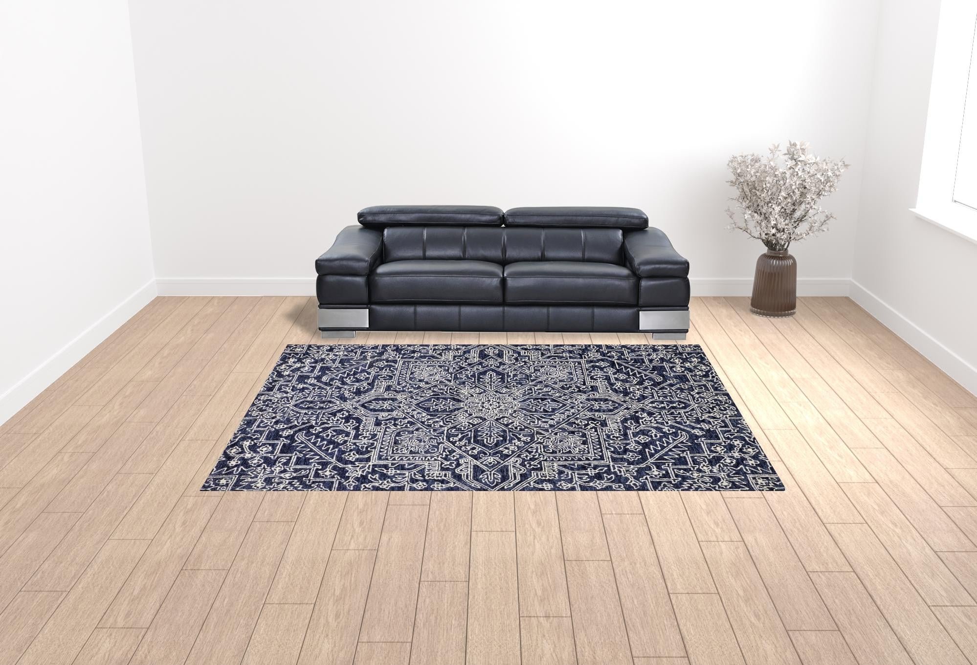 Exquisite Handmade Wool Floral Tufted Area Rug with Stain - Resistant Feature for Stylish and Comfortable Living Spaces
