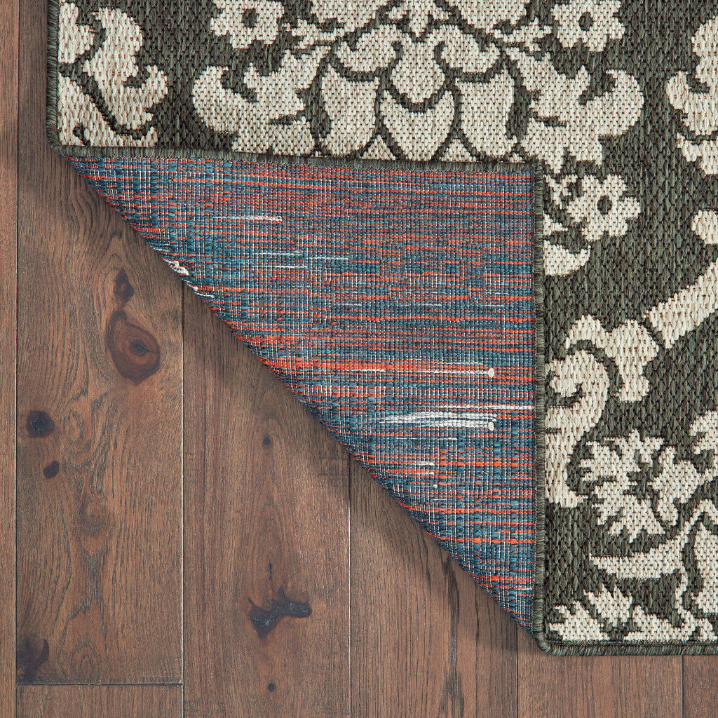 Elegant Indoor and Outdoor Area Rugs with Gray Floral Design and Stain Resistance