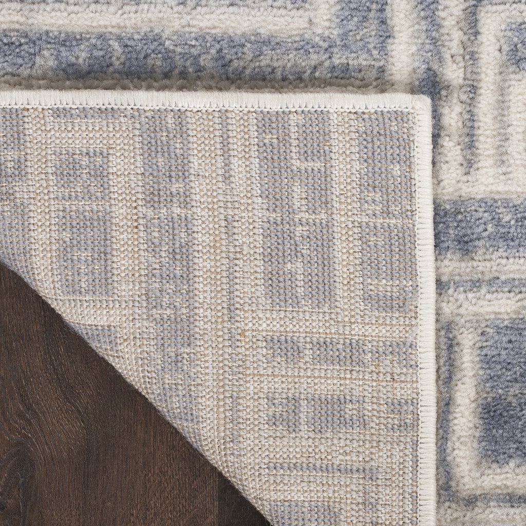 9' x 12' Distressed Blue Geometric Area Rug for Cozy and Stylish Home Decor
