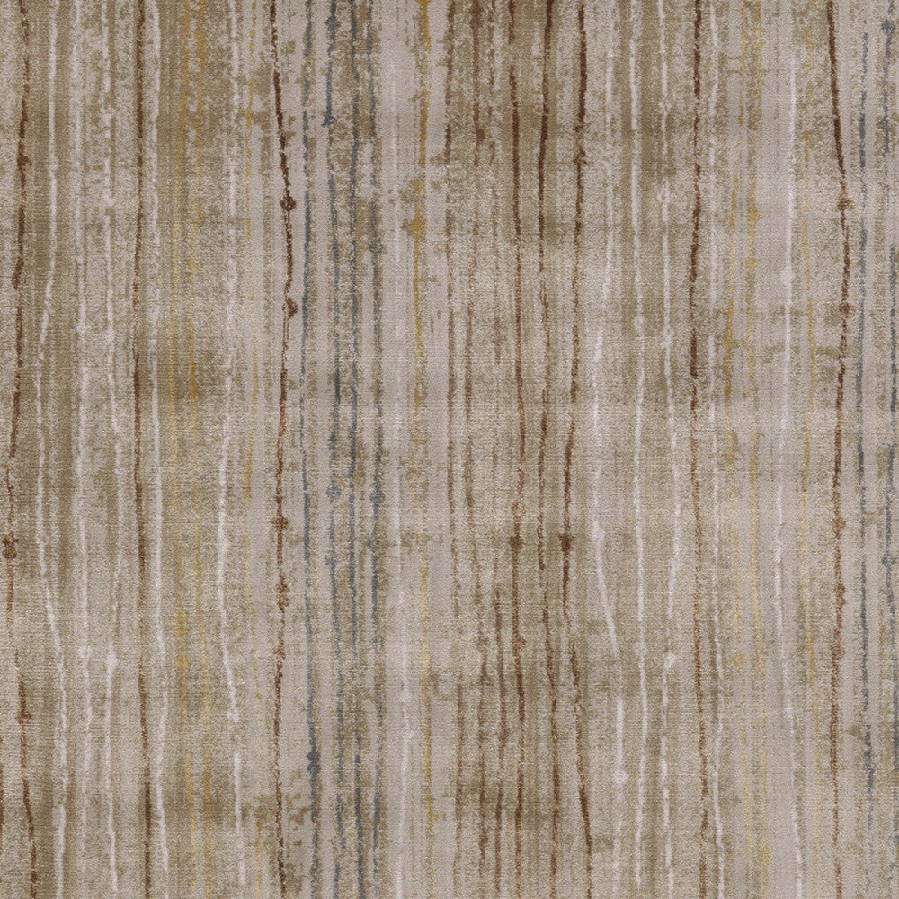 Stain-Resistant Brown and Tan Striped Power Loom Area Rug for Kids and Pets
