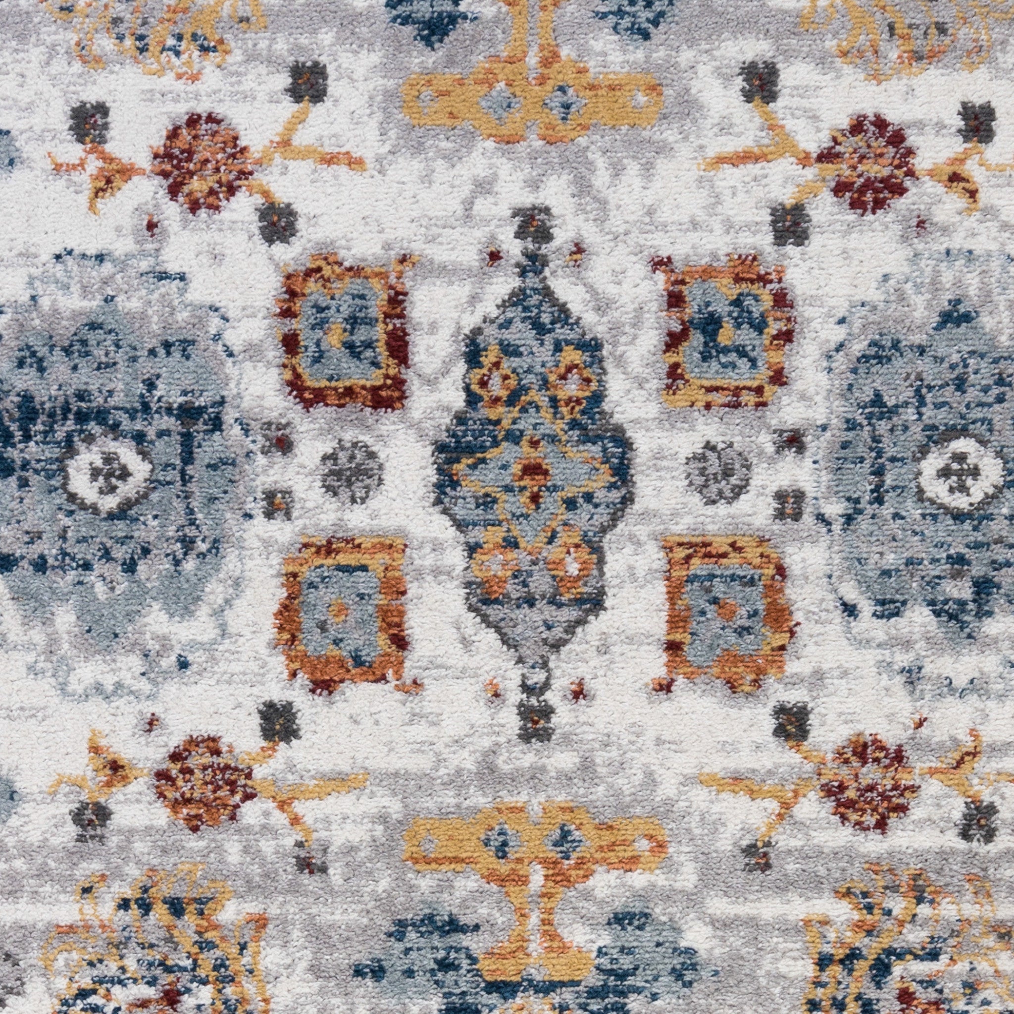 Ivory, Brown, and Orange Stain-Resistant Floral Power Loom Runner Rug