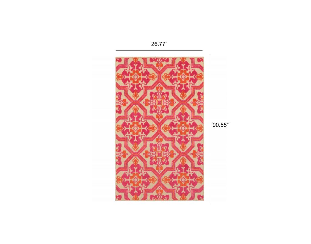 Stunning Stain-Resistant Outdoor Area Rug with Vibrant Pink and Orange Medallion Design for Any Indoor or Outdoor Space
