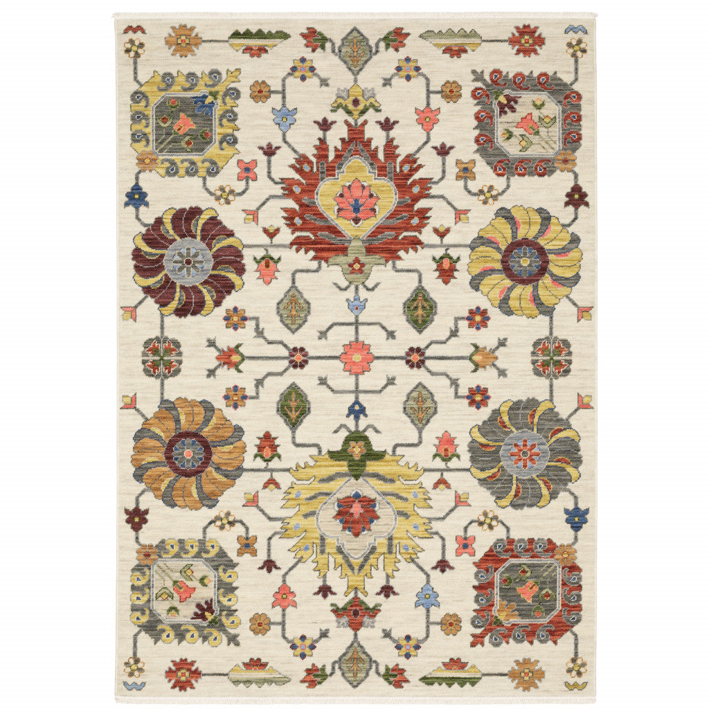 Fringe-Trimmed Stain-Resistant Area Rug with Elegant Oriental Pattern for Stylish Homes