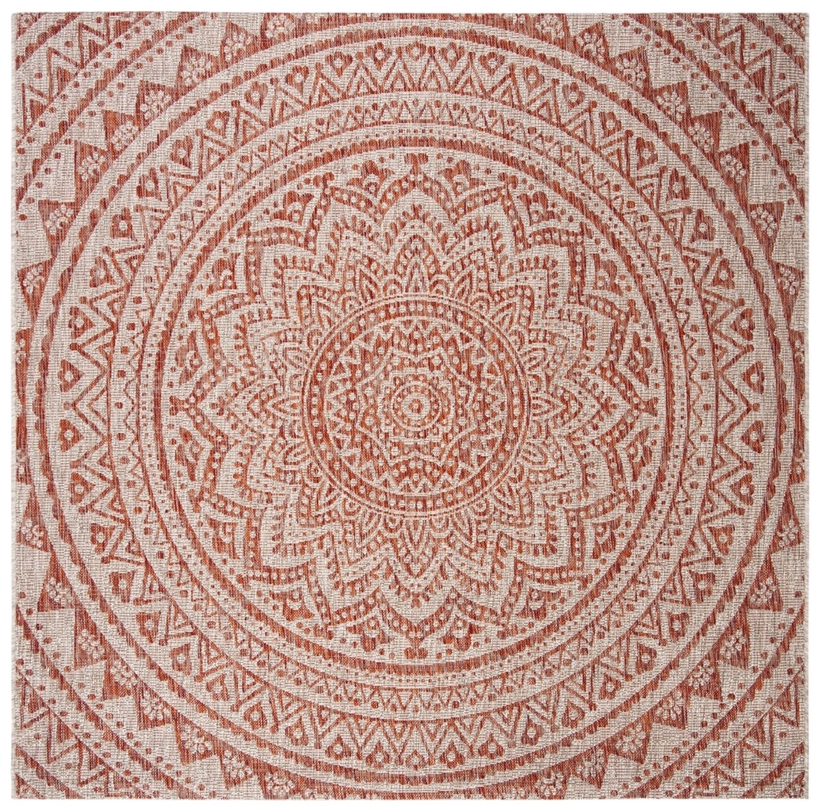 Turkish Quality Courtyard Round Power Loomed Area Rug with Stylish Low Pile Design for Contemporary Home Decor