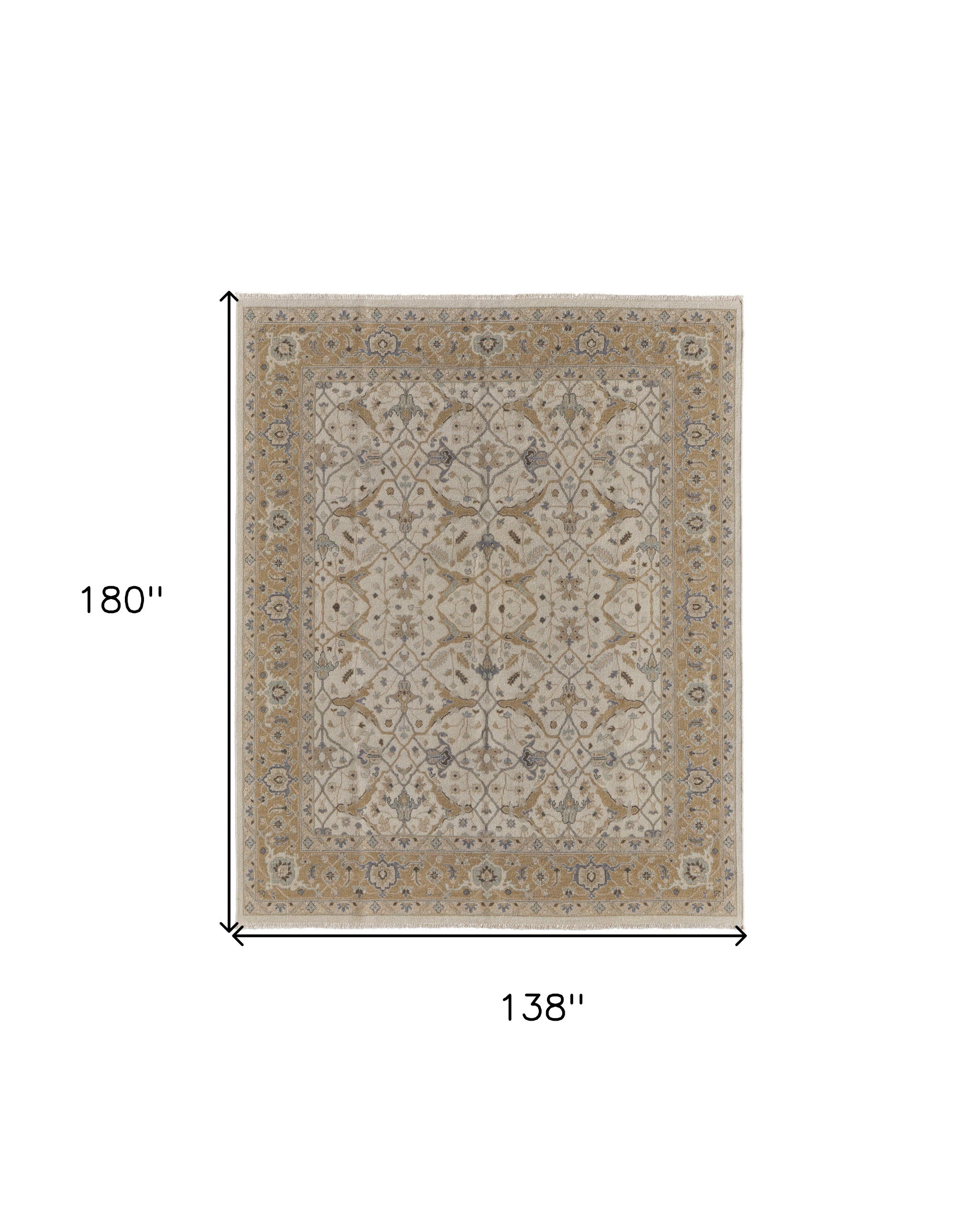 9-Foot x 13-Foot Hand-Knotted Wool Area Rug with Tassels for Elegant Homes