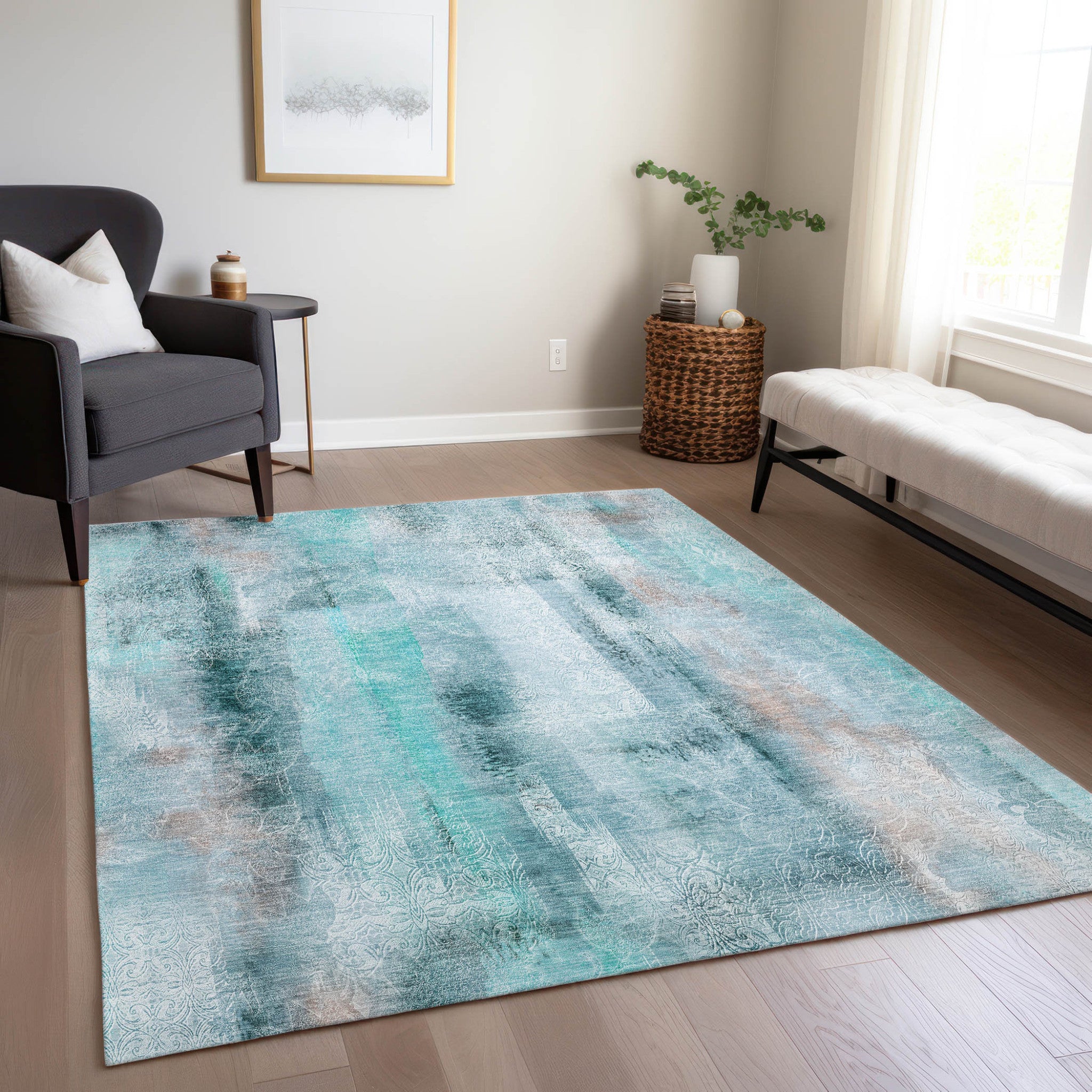 Stylish Washable, Stain-Resistant Non-Skid Purple Runner Rug for Indoor & Outdoor Use