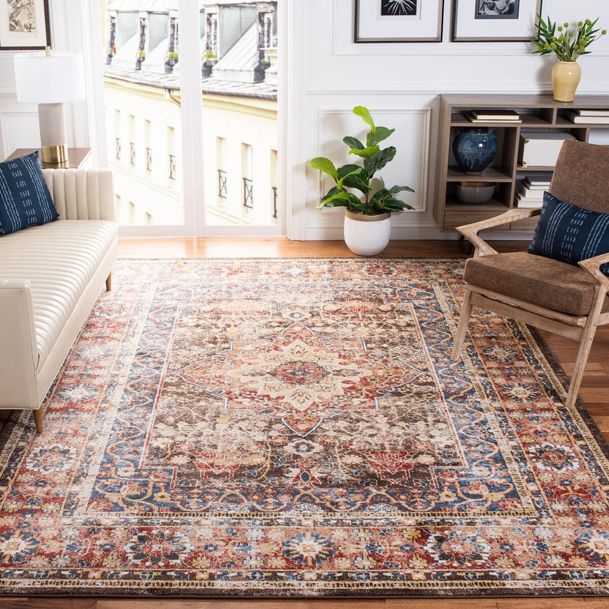 Bijar Style Traditional Power Loomed Polypropylene Floor Rug - An Elegant and Timeless Addition for Home Interior Decor