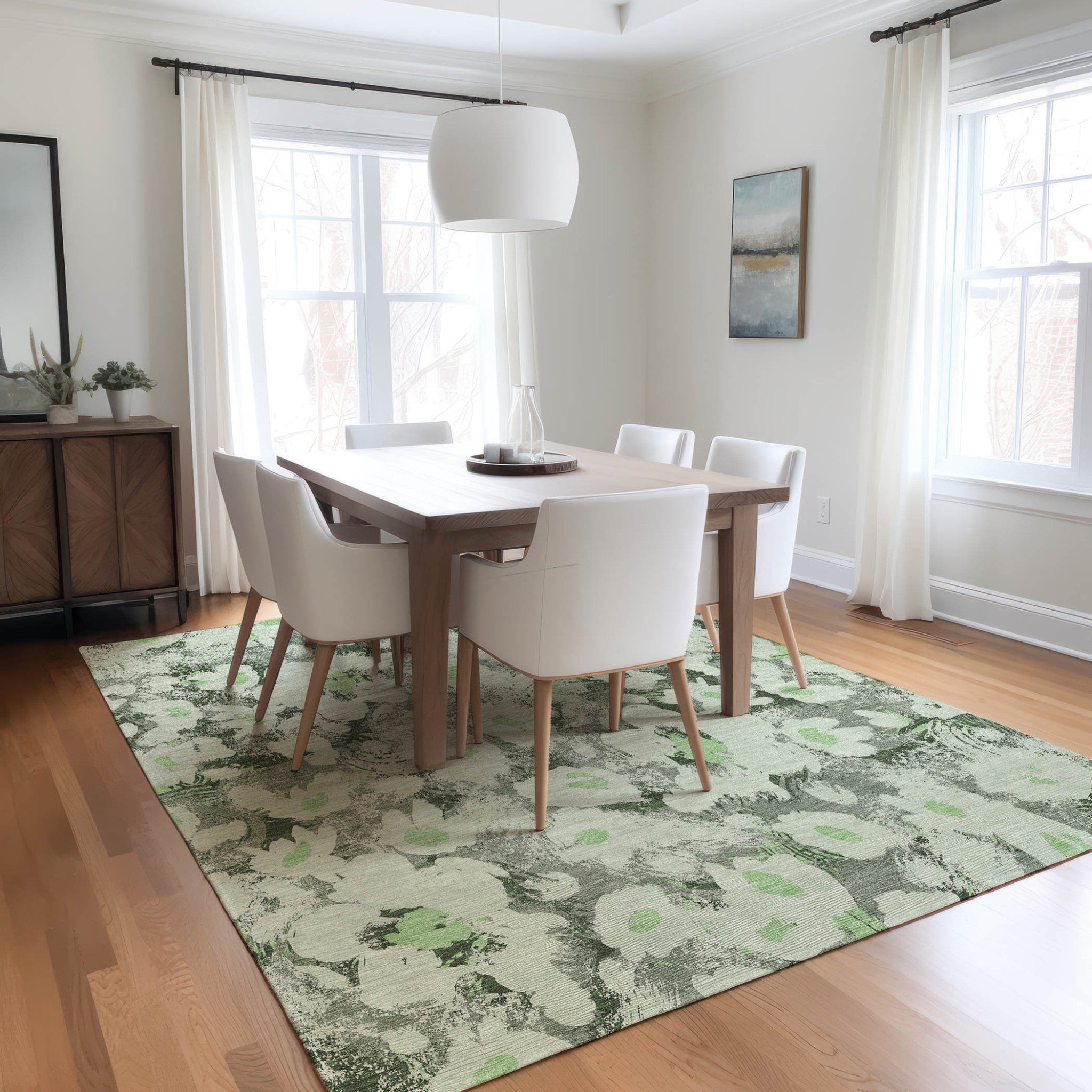 Exquisite Floral Indoor and Outdoor Runner Rug with Stain-Resistant, Non-Skid, and Washable Design for Home Decor