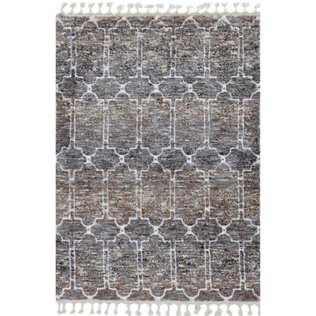 Stylish and Cozy Geometric Area Rug with Fringe in Brown, White, and Gray Tones for Home Decor
