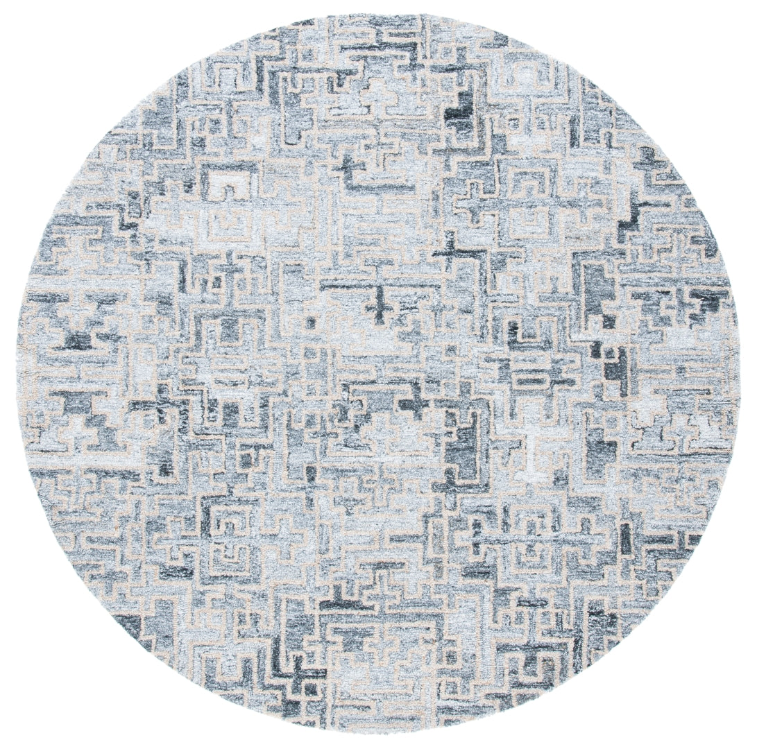 Stylish and Durable Abstract Hand - Tufted Contemporary Floor Rug Made of 80% Polyester and 20% Wool with Soft Texture