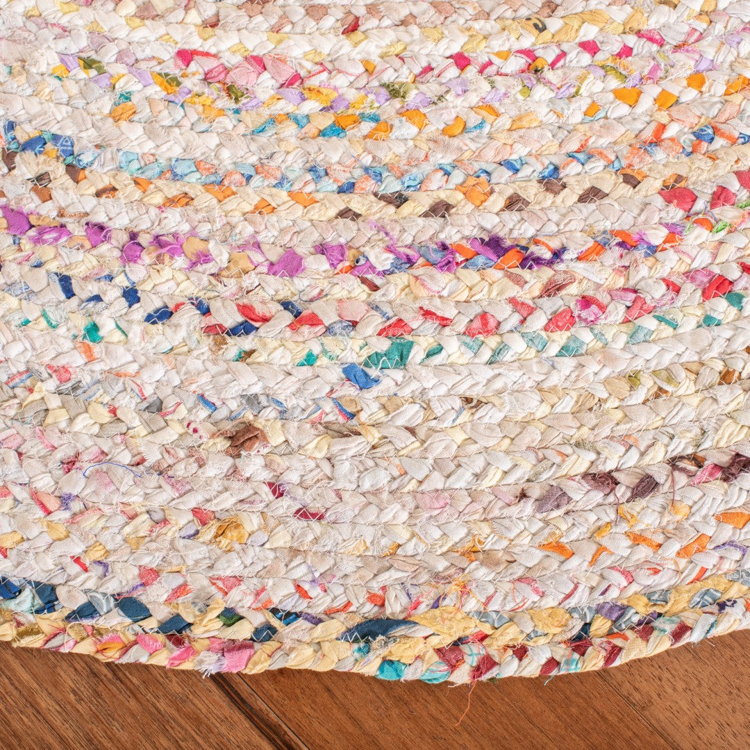 Exquisite Hand-Woven Braided Cotton Pile Rectangle Rug from India for Stunning Home Decor Elegance