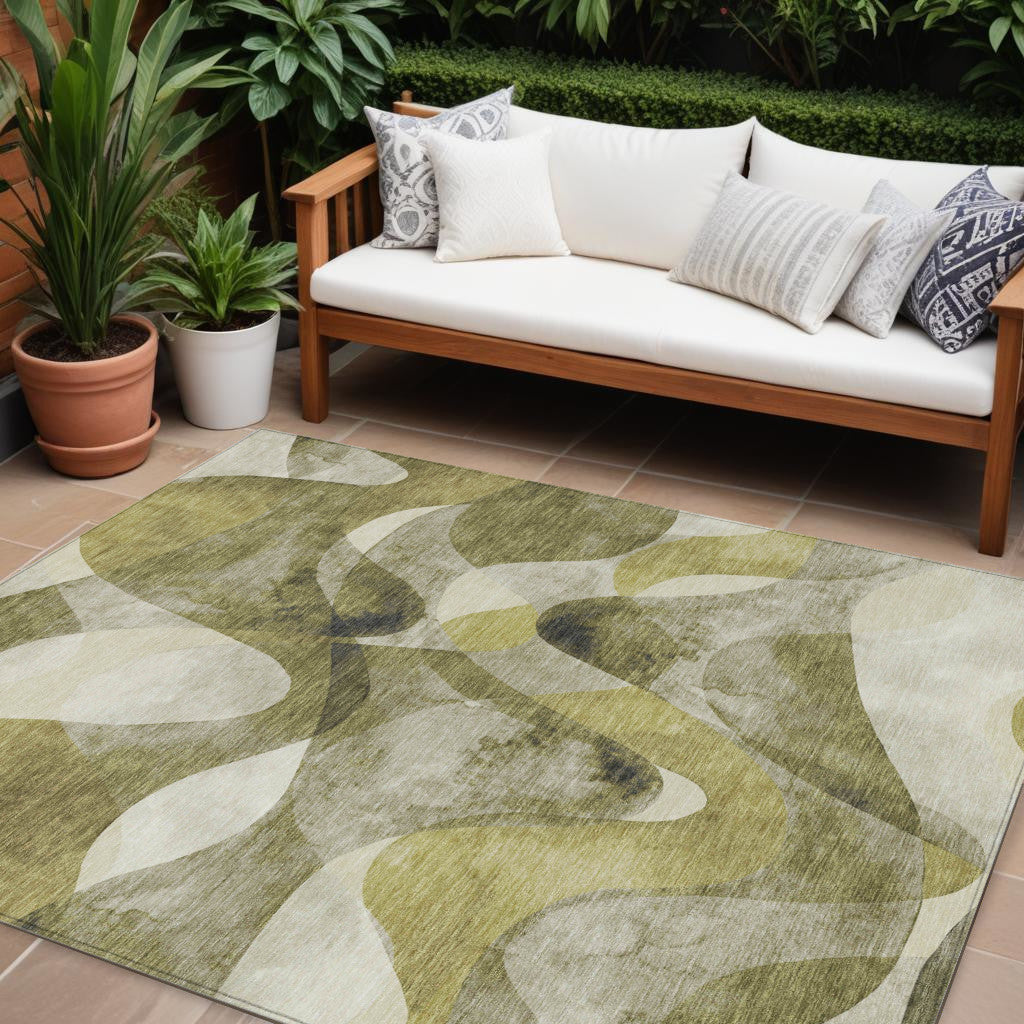 Modern Abstract Washable Non-Skid Purple Runner Rug for Indoor & Outdoor Use