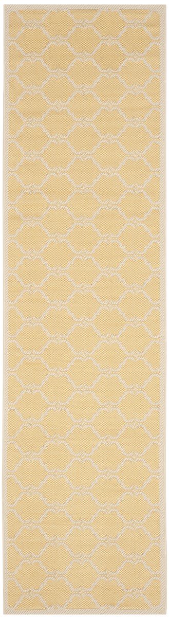 Courtyard-Style Indoor and Outdoor Area Rug Featuring a Creamy Beige Lattice Pattern for Energetic and Durable Spaces