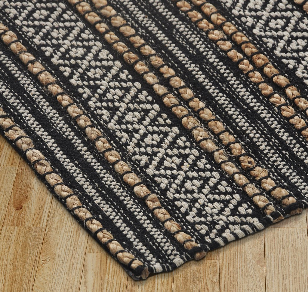 Stylish Black and Tan Decorative Striped Area Rug with Geometric Patterns for Sophisticated Home Decor