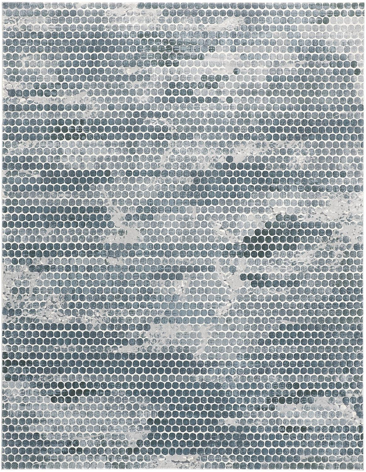 Stylish and Practical Blue and Gray Polka Dot Area Rug - Stain Resistant, Ideal for Spaces with Kids and Pets