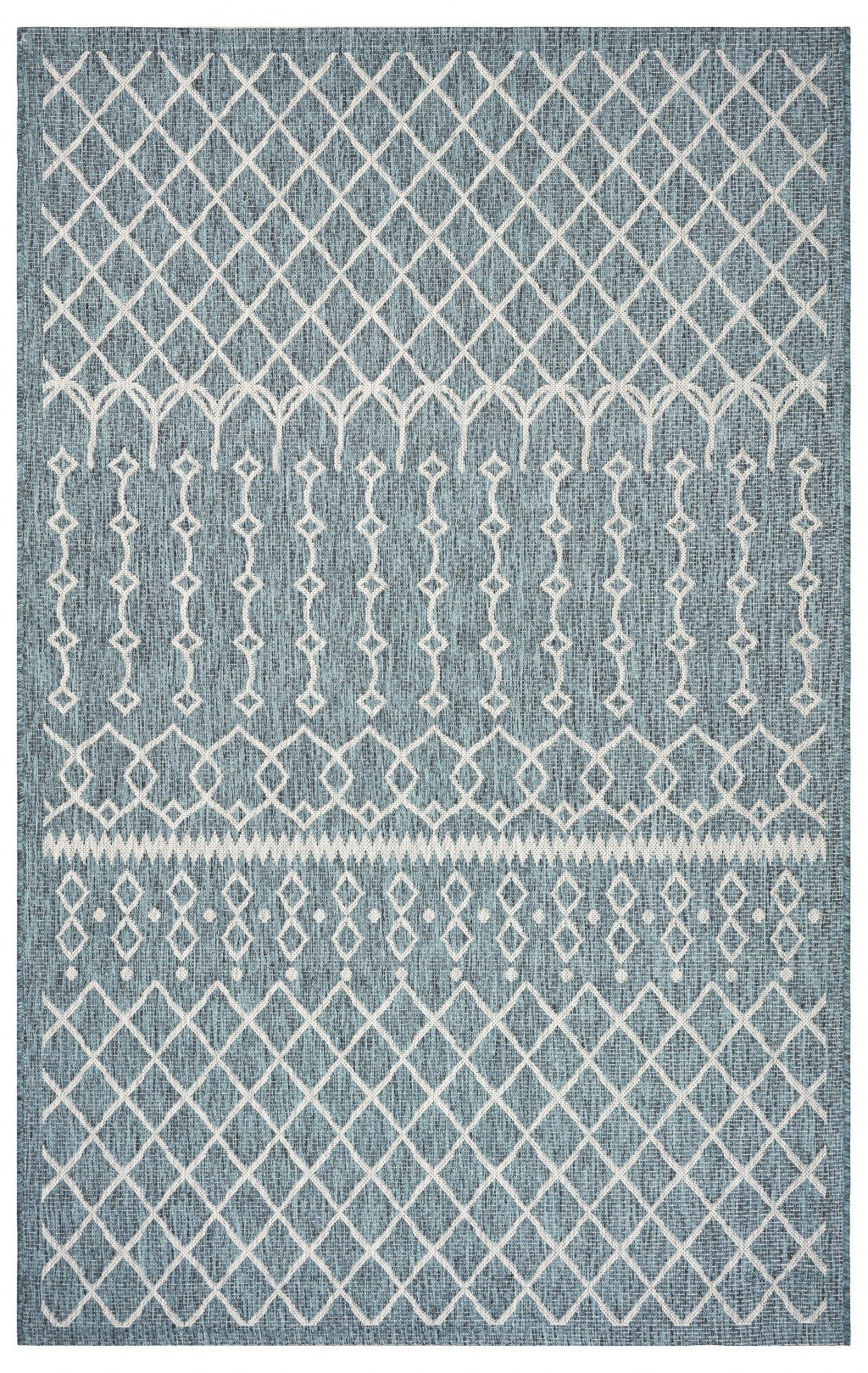 Stylish Indoor and Outdoor Area Rugs - Blue and Gray Designer Rug Handmade in Turkey