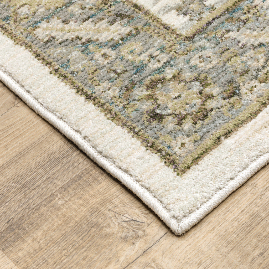 Stain-Resistant Gray and Ivory Oriental Power Loom Area Rug for Sophisticated Spaces