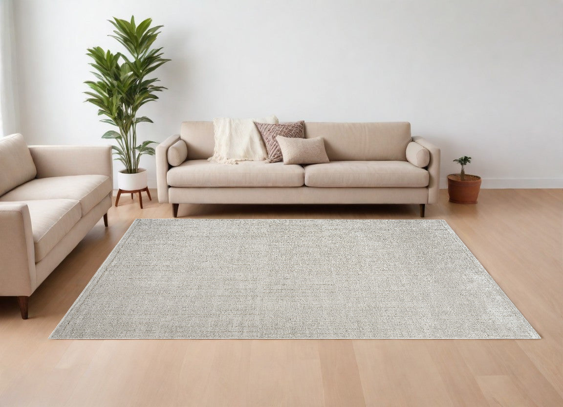 Exquisite 8-Foot by 10-Foot Gray and Ivory Abstract Modern Power Loom Area Rug for Your Living Space