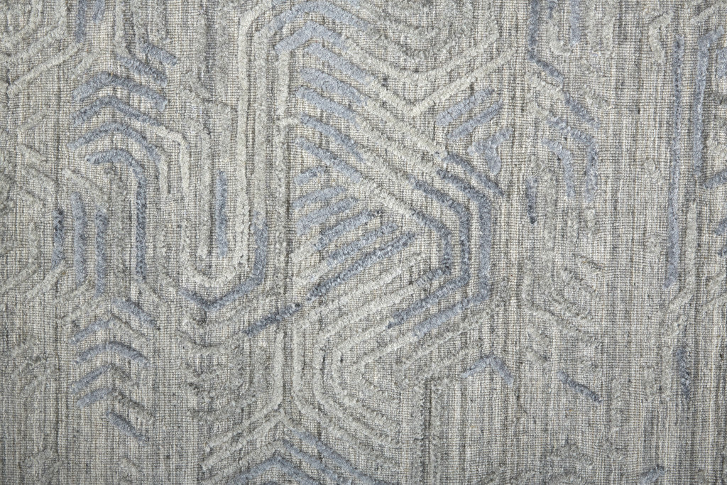Exquisite Hand-Woven Viscose Area Rug with Distinctive Blue and Gray Abstract Pattern to Beautify Your Living Space