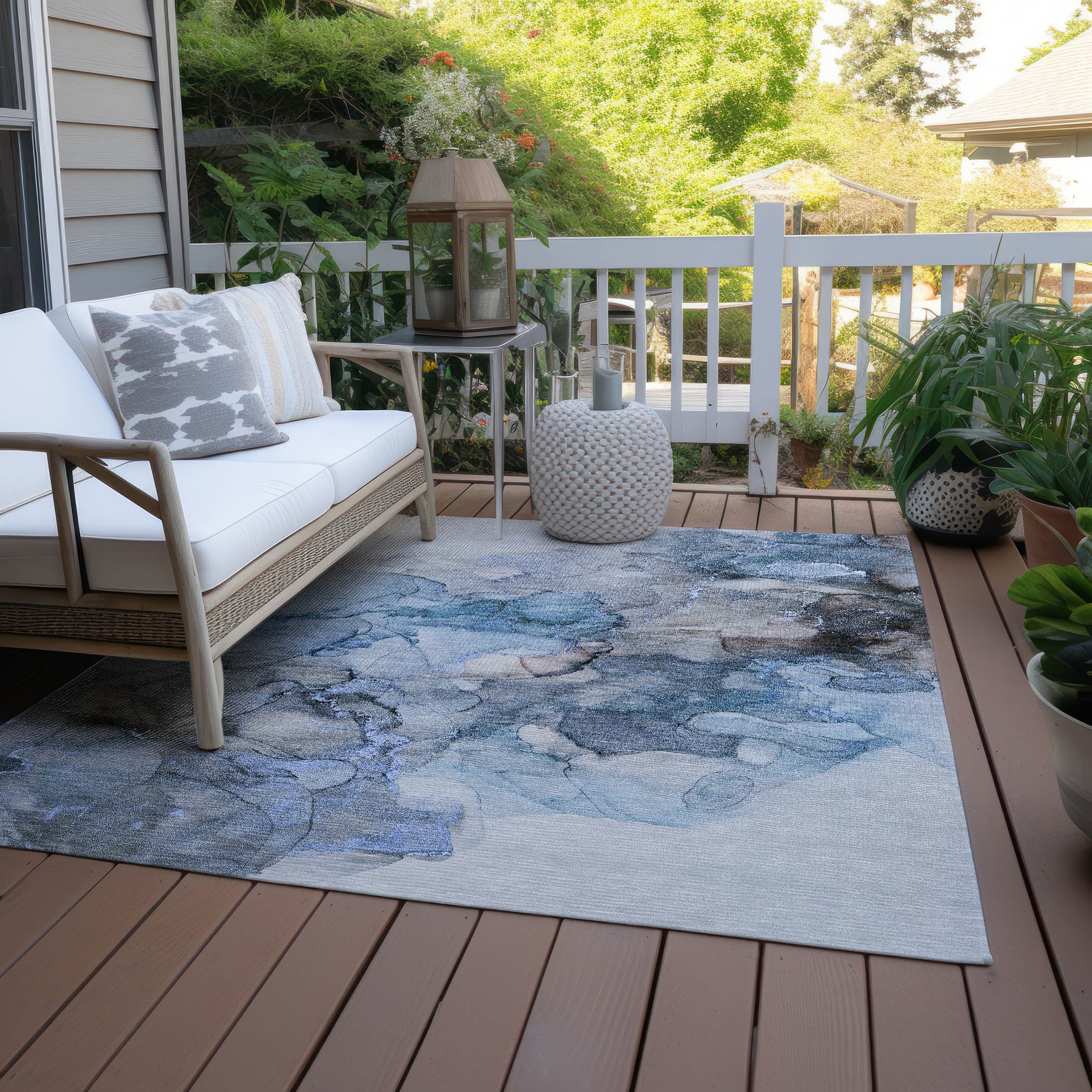 Stylish and Functional Green Abstract Washable Indoor-Outdoor Runner Rug with Stain-Resistant and Non-Skid Features
