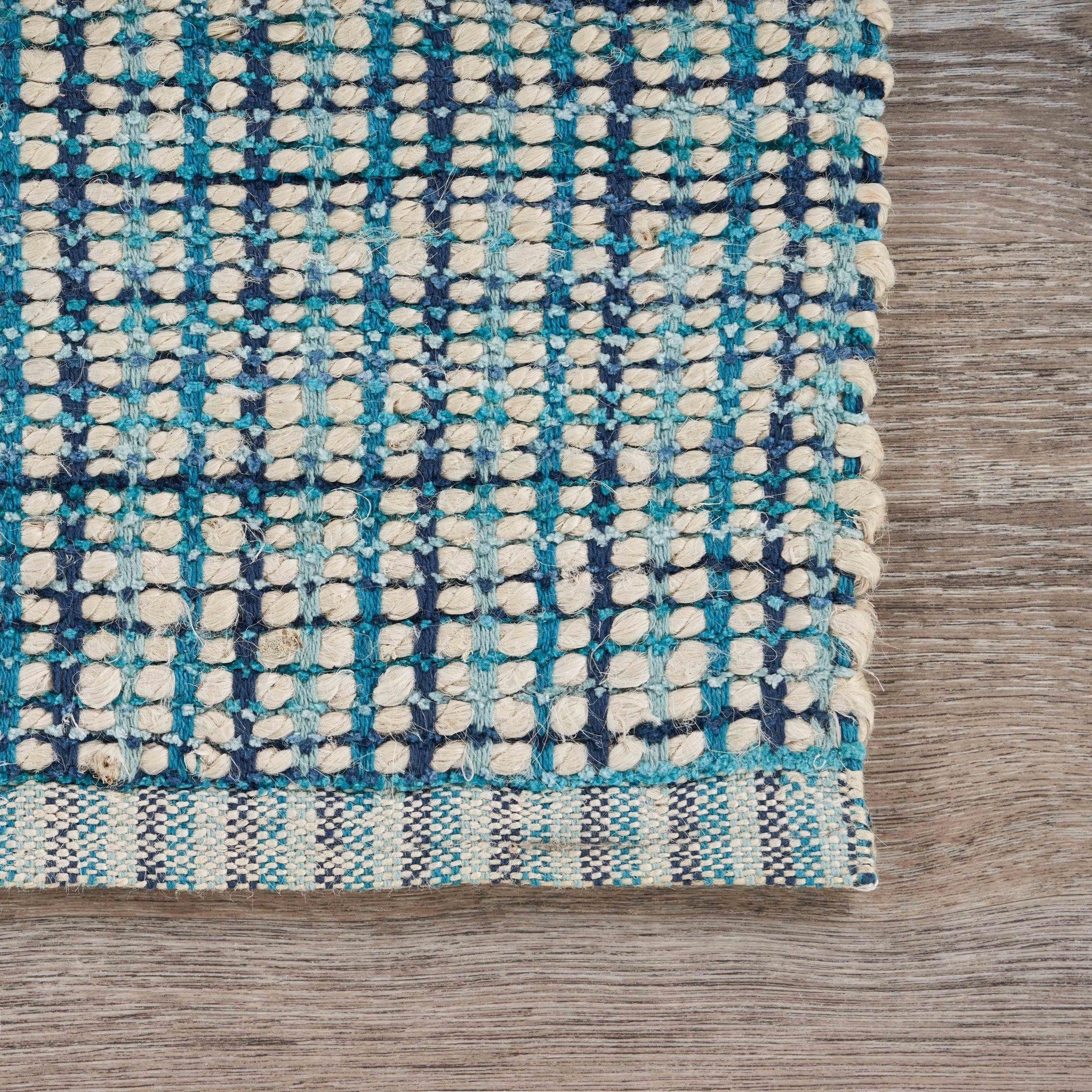 Soft and Durable Classic Blue Jute Area Rug with Modern Retro Flair