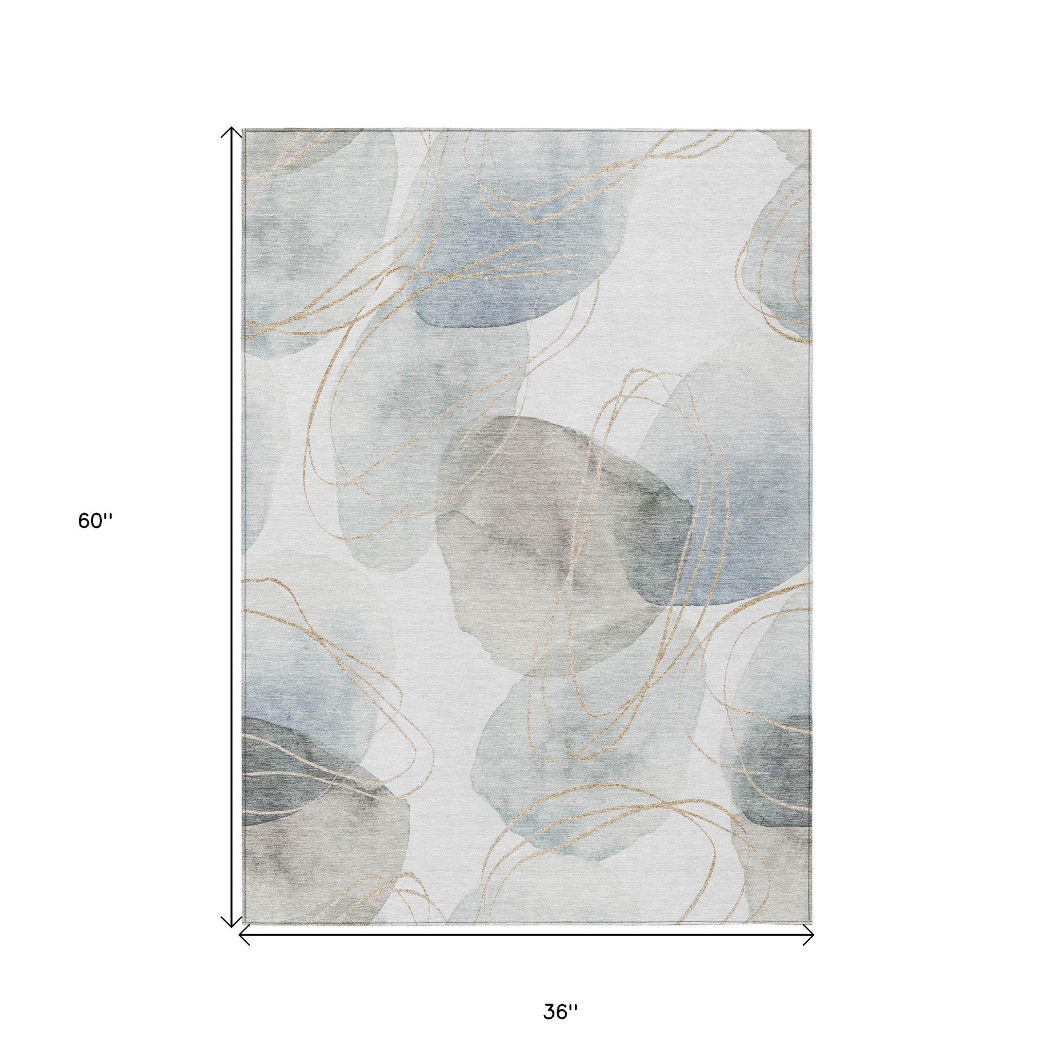 Modern Washable, Non-Skid, Stain-Resistant Green & Ivory Abstract Indoor-Outdoor Runner Rug