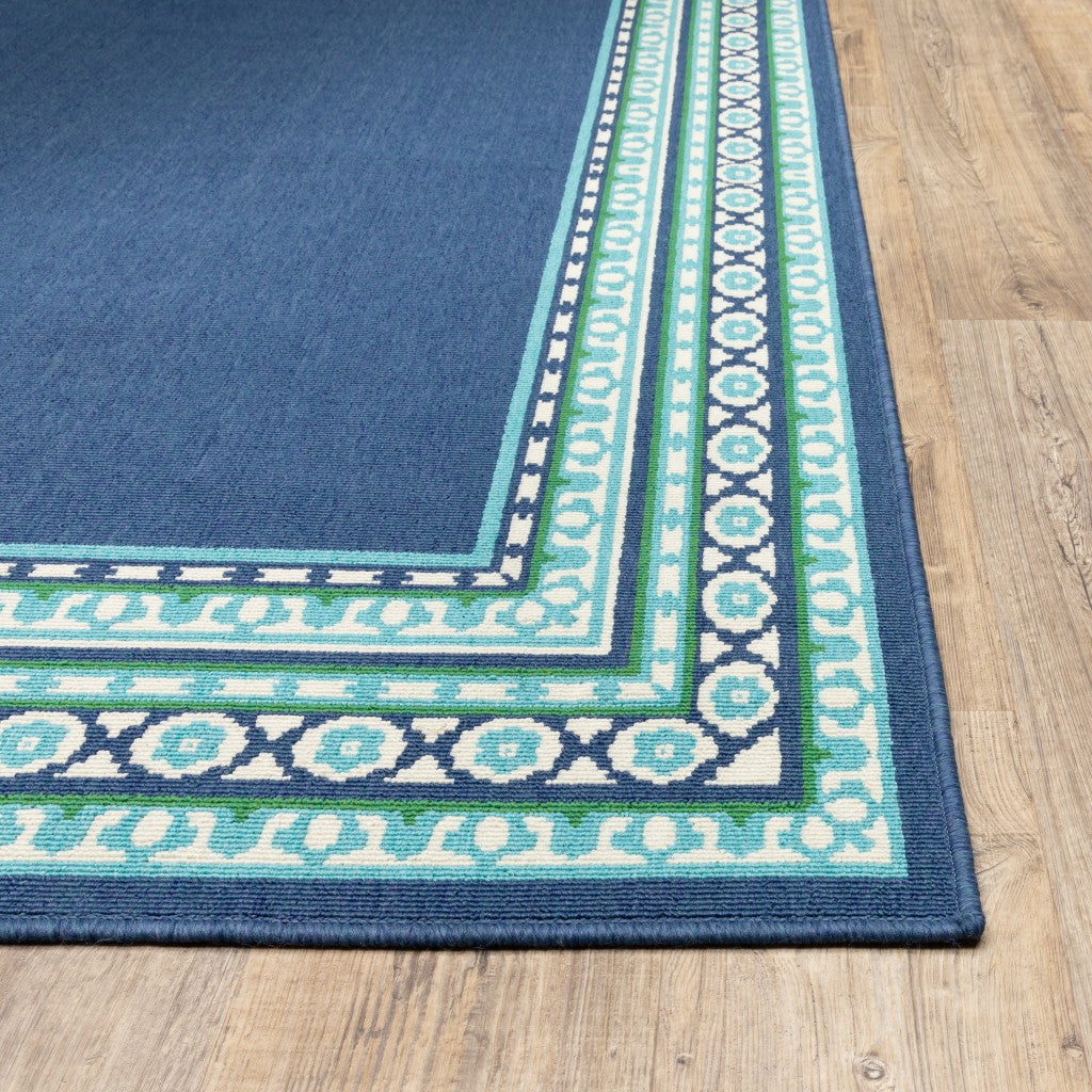 Stylish Outdoor and Indoor Decor - Vibrant Blue and Green Polypropylene Area Rug for Fashionable Spaces
